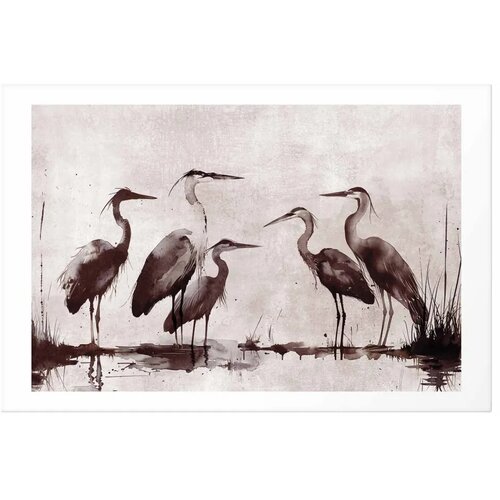  Plakat - Herons Painted in Ink 42x29.7 Bez okvira s margom Cene