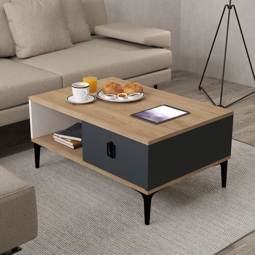 Hanah home klub sto Sare 2001, 90 cm, hrast Sapphire / beli / antracit Cene