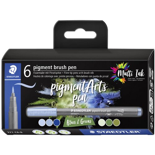 Staedtler vlaknasto pisalo s pigmentnim čopičem, Blues &amp;amp; Greens,, (21656074) Slike