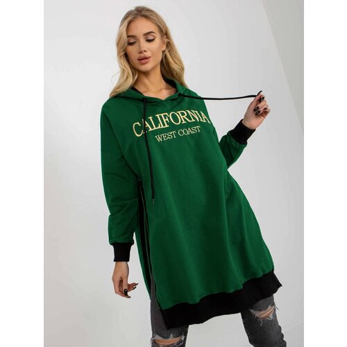 Fashion Hunters Dark green long sweatshirt with slits Slike