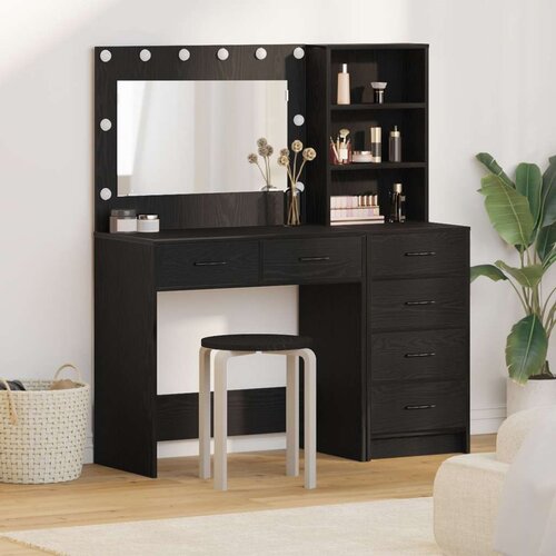  toaletna mizica z LED ogledalom, črna, 78.5x41x135 cm Cene