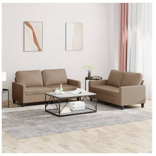 VidaXL 2-dijelni set sofa s jastucima boja cappuccina od umjetne kože Slike