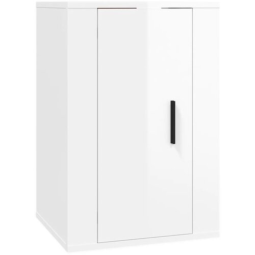 Maison Chic Stenska TV omarica - TV stojalo - Televizijska omarica visok sijaj bela 40x34,5x60 cm, (21700880) Slike