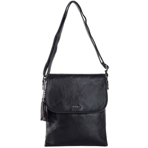 Fashion Hunters Black rectangular messenger bag made of eco-leather Cene