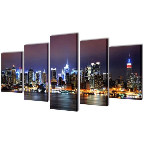 VidaXL Set platen s printom New York ponoči 100 x 50 cm Slike