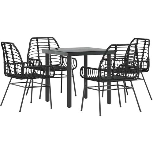 vidaXL Vrtni blagovaonski set od 5 dijelova crni poliratan staklo - Crna 80 x 80 x 74 cm 4 Cene