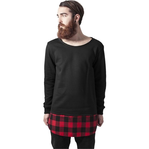 Urban Classics Long Flanell Bottom Open Edge Crewneck blk/blk/red Cene