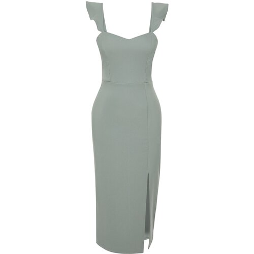 Trendyol Mint Fitted Flounce Woven Dress Slike