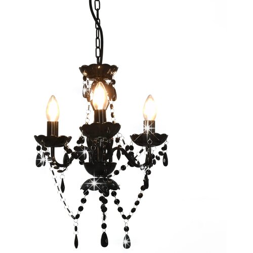 VidaXL Luster s perlama crni okrugli 3 x E14 Slike