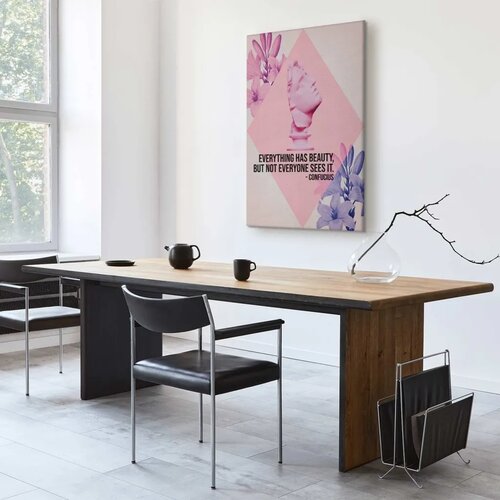  Slika - Beauty in the Eyes - Inspirational Quote with Pink Bust and Flowers 20x30 Na talijanskom platnu Slike
