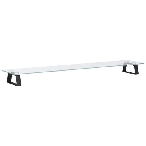  Stalak za monitor crni 100x20x8 cm kaljeno staklo i metal Slike