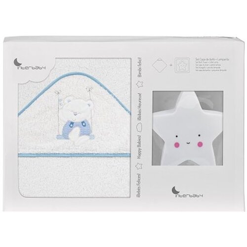Interbaby ručnik Medvjedić 100x100 white/blue + lampa Zvijezda Slike