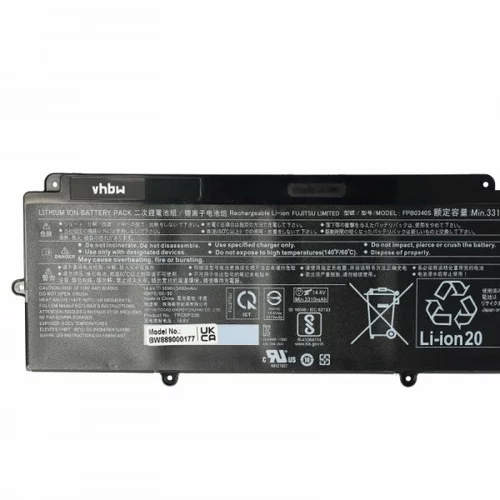 VHBW Baterija za Fujitsu Siemens Lifebook U937 / U938 / U939, 3490 mAh
