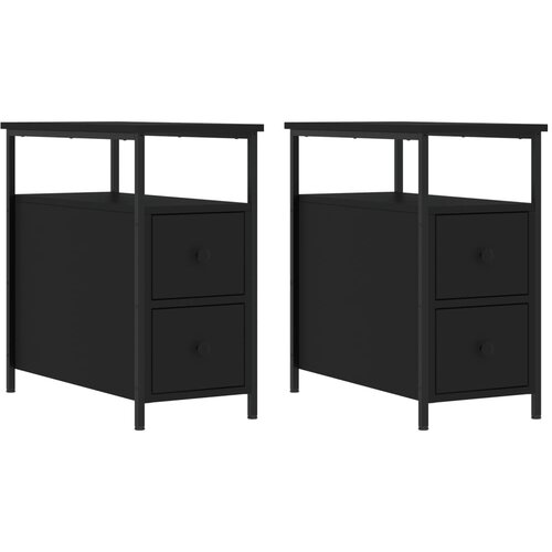 Maison Chic Dvo delni komplet Nočne omarice - Nočne mize črna 30x60x60 cm inženirski les, (21690456) Cene