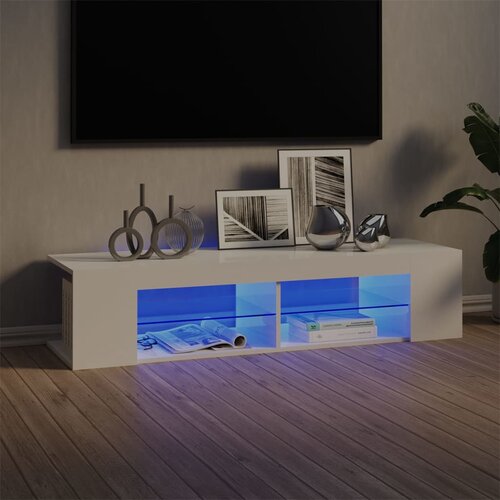 vidaXL TV omarica z LED lučkami visok sijaj bela 135x39x30 cm Cene