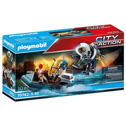 Playmobil policist z reaktivnim nahrbtnikom in čolnom 70782 - city action Slike