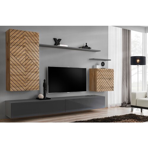 ASM Meble Dnevni regal TV Switch II - votan/grafit Slike