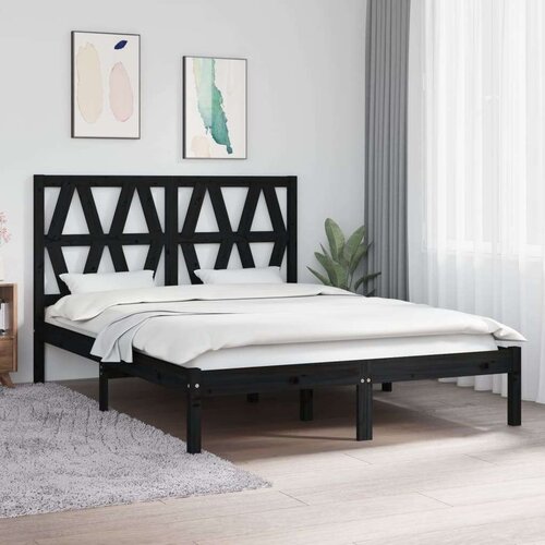  Posteljni okvir črn iz trdne borovine 140x190 cm, (20644253) Slike