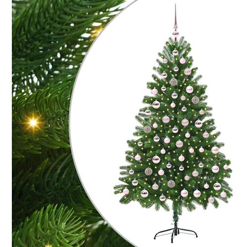  Božićno drvce s 300 LED svjetlima s stalakom Zelena 180 cm PE Slike