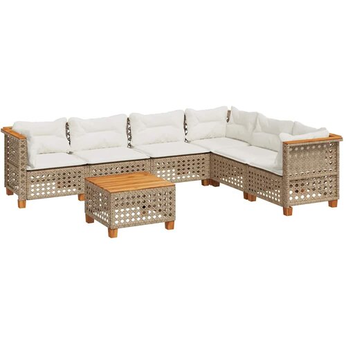  7-dijelni set vrtnih sofa od poliratana s jastucima bež 254 x 190.5 x 69 cm Slike