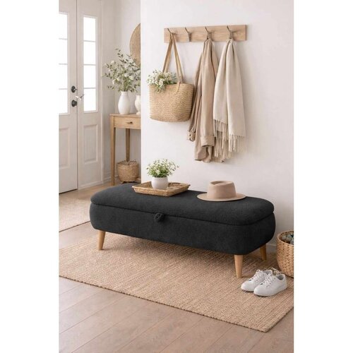 Hanah home Rena tapacirana klupa s prostorom za odlaganje 90 &amp;times; 45 &amp;times; 30 cm, antracit Slike