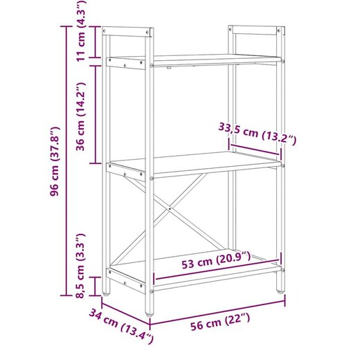 VidaXL Polica Sonoma hrast 56 x 34 x 96 cm Konstruirano drvo Slike