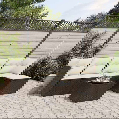 VidaXL 6-dijelni set vrtnih sofa od poliratana s jastucima smeđi Slike