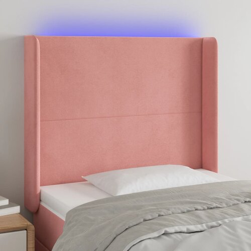 vidaXL LED posteljno vzglavje roza 83x16x118/128 cm žamet Cene