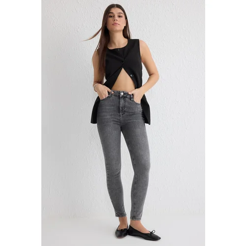 Trendyol Gray High Waist Skinny Jeans