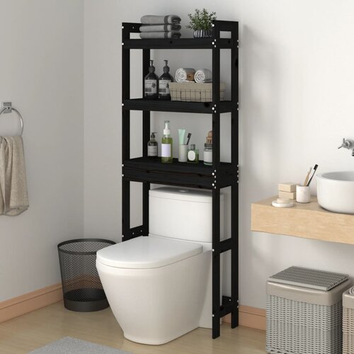 vidaXL Stalak za kupaonicu crni 63 x 26 x 171 cm od masivne borovine Cijene