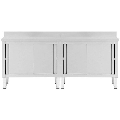 VidaXL Radni stolovi s kliznim vratima 2 kom 200x50x(95-97)cm cm čelik Slike