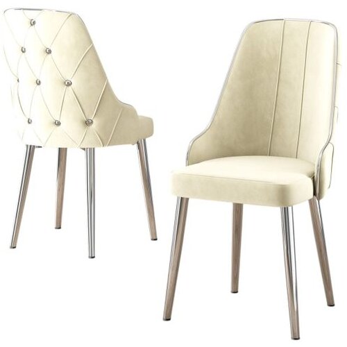 Hanah home set trpezarijskih stolica Krax 6 kom, krem tkanina Babyface, hromirane metalne noge Cene