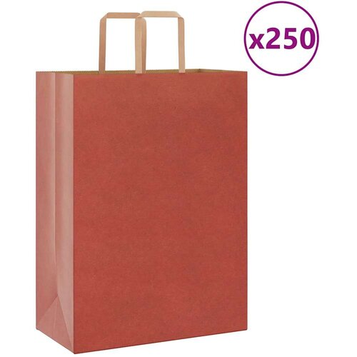  Papirnate vrećice 250 kom s ručkama crvene 32x17x44 cm Cene