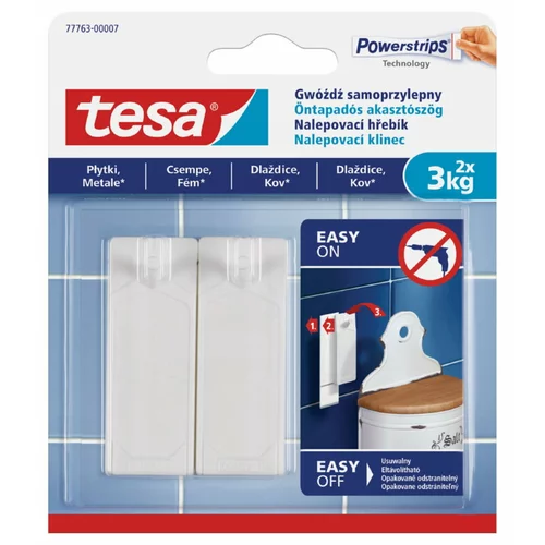 Tesa Samolepilni žebljiček za ploščice in kovino Tesa (nosilnost: 3 kg, 2 kos)
