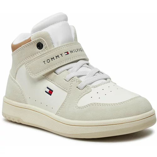 Tommy Hilfiger Superge High Top Lace-Up/Velcro Sneaker T3X9-33342-1269 S Beige/Off White A360