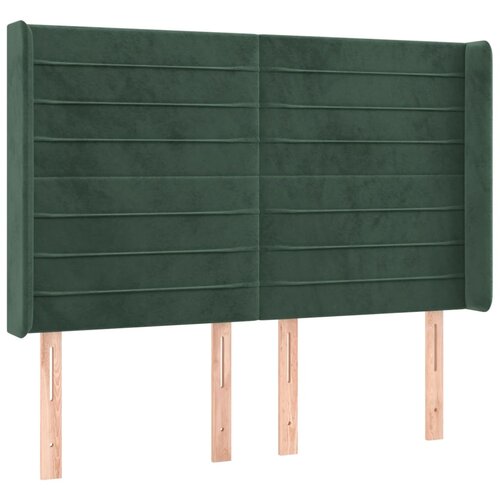 Maison Chic posteljno vzglavje - vzglavna omarica - nočna omarica z ušesi temno zeleno 147x16x118/128 cm žamet, (21708438) Cene