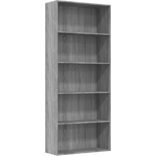 Maison Chic Knjižna omara - Knjižni regal 5-nadstropna siva sonoma 80x30x189 cm konstr. les, (21724653) Slike
