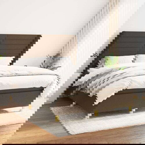  Box spring postelja z vzmetnico temno rjav 140x190 cm blago, (20930263) Slike
