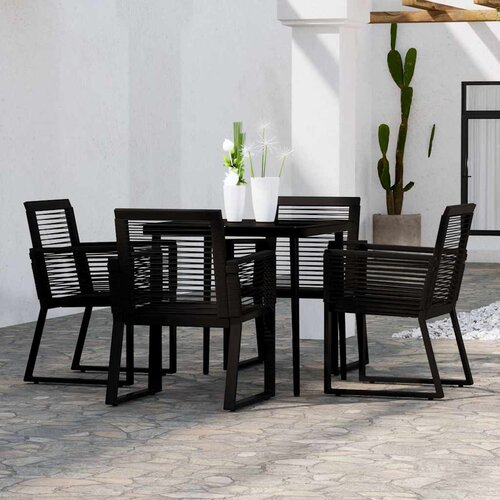  5-dijelni vrtni blagovaonski set crni Crna Dužina stola 80 cm Cene