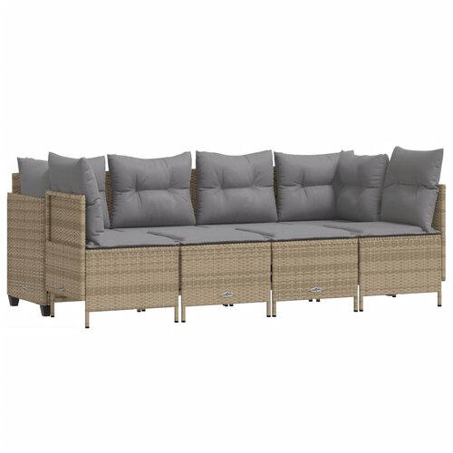  5-dijelni vrtni set sofa s jastucima bež od poliratana 204 x 55 x 70 cm Slike