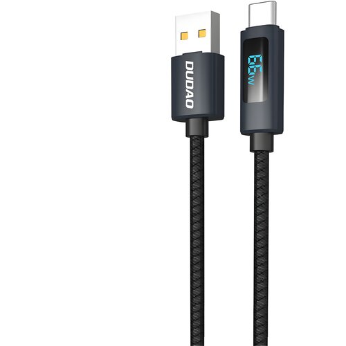  Kabel za punjenje Dudao L7T USB - A / USB - C 66W s LED zaslonom 1m - Crna KP41409 Slike