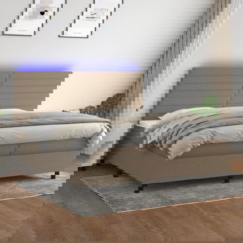  The Living Store Box spring postelja z vzmetnico LED taupe 200x200 cm blago - Box Spring Postelja, (21497038) Cene
