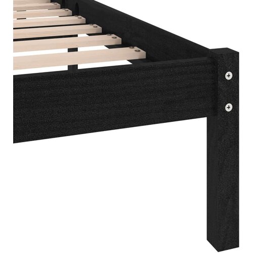 VidaXL Okvir za krevet od masivne borovine crni 135 x 190 cm UK bračni Slike