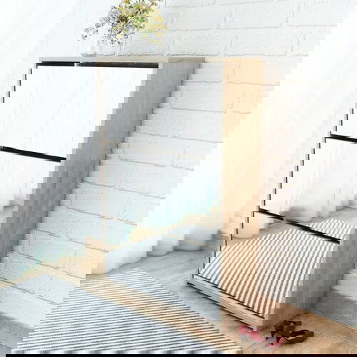 VidaXL omarica za čevlje 3 nadstropna z ogledalom hrast 63x17x102,5 cm Slike