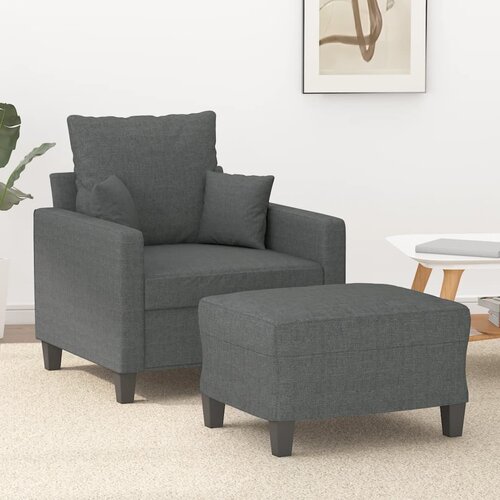  The Living Store Fotelj s stolčkom za noge temno siv 60 cm blago - Kavč S Stolčkom Za Noge, (21485124) Cene