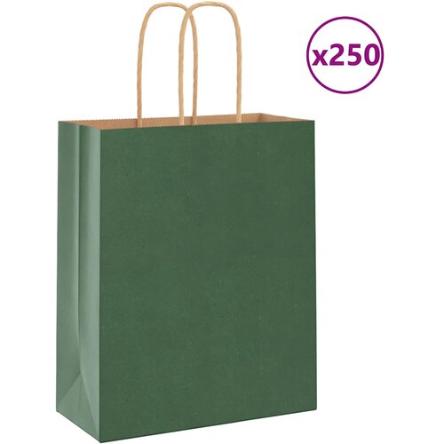 vidaXL Papirnate vrećice 250 kom s ručkama zelene 18x8x22 cm Cijene