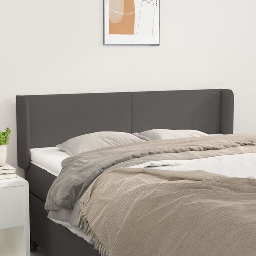 VidaXL Uzglavlje s u&amp;scaron;ima sivi 147x16x78/88 cm od umjetne kože Slike