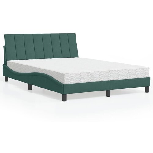 VidaXL Krevet s madracem tamnozeleni 140x200 cm bar&amp;scaron;unasti Slike