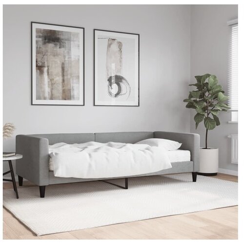 VidaXL Dnevna postelja z vzmetnico svetlo siva 90x190 cm bla Slike