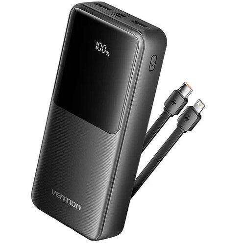 Vention Prijenosni punjač powerbank sa displejom i USB-C i Lightning kablovima 22.5W 20000mAh crni Cijene